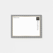 Zwart-wit geometrisch modern patroon post-it® notes (Voorkant)