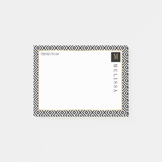 Zwart-wit geometrisch modern patroon post-it® notes (Voorkant)