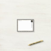 Zwart-wit geometrisch modern patroon post-it® notes (Op bureau)