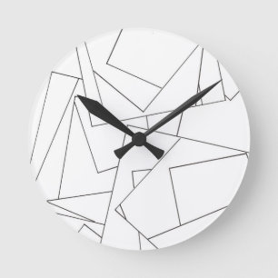 Zwart-wit geometrisch-modern patroon ronde klok