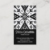 Zwart-wit geometrisch modern patroon visitekaartje (Achterkant)