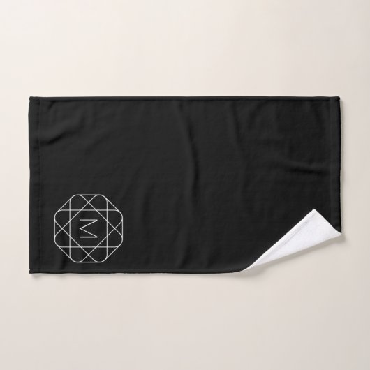 Zwart-wit geometrisch monogram bad handdoek (Handdoek)