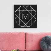 Zwart-wit geometrisch monogram canvas afdruk (Insitu (Woonkamer))