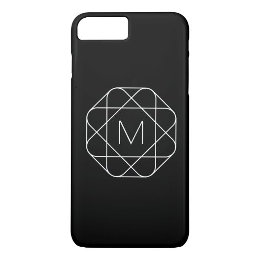 Zwart-wit geometrisch monogram Case-Mate iPhone case (Achterkant)