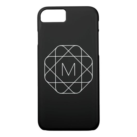 Zwart-wit geometrisch monogram Case-Mate iPhone case (Achterkant)