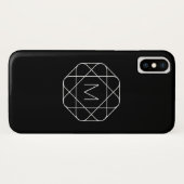Zwart-wit geometrisch monogram Case-Mate iPhone case (Achterkant (horizontaal))