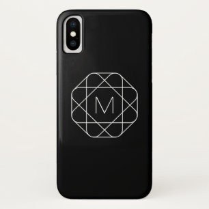 Zwart-wit geometrisch monogram Case-Mate iPhone case
