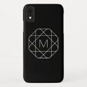 Zwart-wit geometrisch monogram Case-Mate iPhone case (Achterkant)