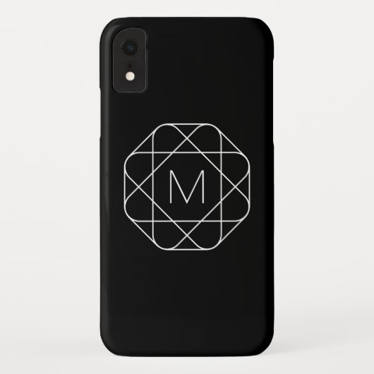 Zwart-wit geometrisch monogram Case-Mate iPhone case (Achterkant)