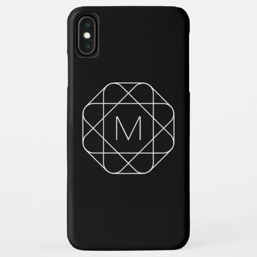 Zwart-wit geometrisch monogram Case-Mate iPhone case (Achterkant)
