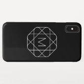 Zwart-wit geometrisch monogram Case-Mate iPhone case (Achterkant (horizontaal))