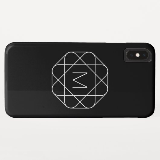 Zwart-wit geometrisch monogram Case-Mate iPhone case (Achterkant (horizontaal))