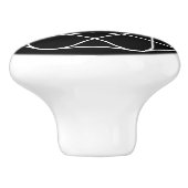 Zwart-wit geometrisch monogram keramische knop (Zijkant)