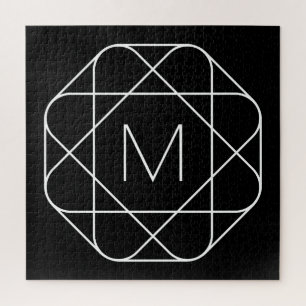 Zwart-wit geometrisch monogram legpuzzel