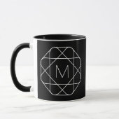 Zwart-wit geometrisch monogram mok (Links)
