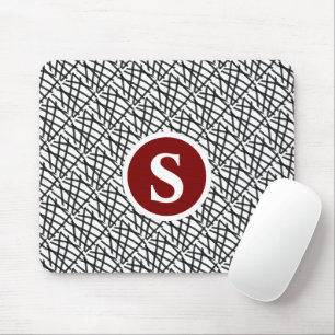 Zwart-wit geometrisch monogram muismat