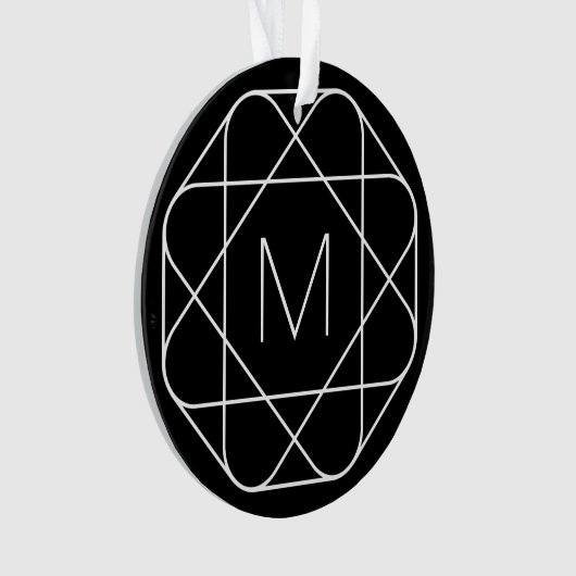 Zwart-wit geometrisch monogram ornament (voorkant)
