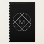 Zwart-wit geometrisch monogram planner (Voorkant)