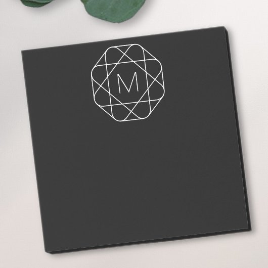 Zwart-wit geometrisch monogram post-it® notes