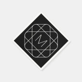 Zwart-wit geometrisch monogram servet (Hoek)