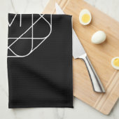 Zwart-wit geometrisch monogram theedoek (Quarter Fold)