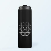 Zwart-wit geometrisch monogram thermosbeker
