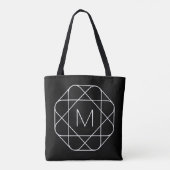 Zwart-wit geometrisch monogram tote bag (Achterkant)