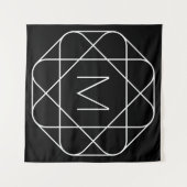 Zwart-wit geometrisch monogram wandkleed (Voorkant (horizontaal))
