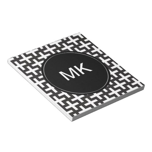 Zwart-wit geometrisch notitieblok (Schuin)