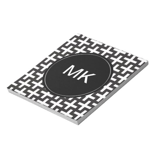 Zwart-wit geometrisch notitieblok (Linkerzijde)