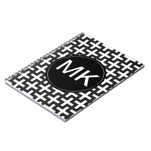 Zwart-wit geometrisch notitieboek (Linkerzijde)