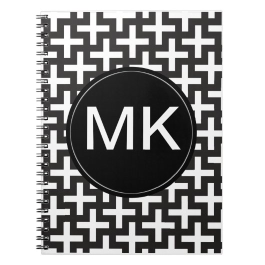Zwart-wit geometrisch notitieboek (Voorkant)