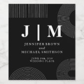 Zwart Wit geometrisch ontwerp Eenvoudige kunst bru Wijn Etiket (Enkel label)