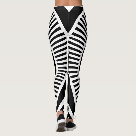 Zwart-wit geometrisch ontwerp leggings (Achterkant)