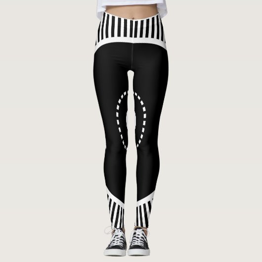 Zwart-wit geometrisch ontwerp leggings (Voorkant)