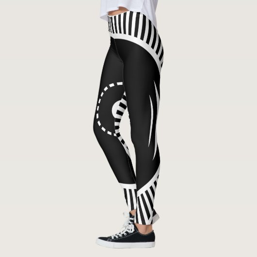 Zwart-wit geometrisch ontwerp leggings (Links)