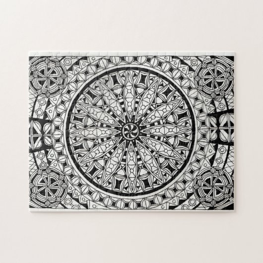 Zwart-wit geometrisch ontwerp legpuzzel (Horizontaal)