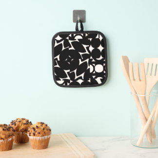 Zwart-wit geometrisch ontwerp Oven Mitt Pannenlap