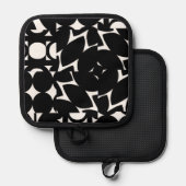 Zwart-wit geometrisch ontwerp Oven Mitt Pannenlap (Voorkant / Achterkant)