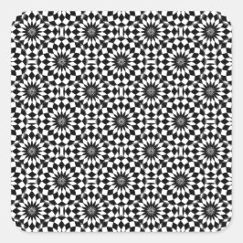 Zwart wit geometrisch optisch lichtpatroon vierkante sticker