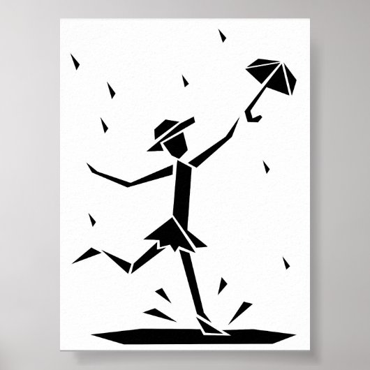 Zwart-wit geometrisch paraplu figuur poster (Voorkant)