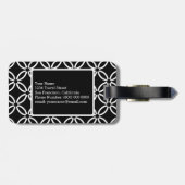 Zwart wit geometrisch patroon Aangepast monogram Bagagelabel (Achterkant horizontaal)