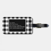 Zwart wit geometrisch patroon Aangepast monogram Bagagelabel (Achterkant horizontaal)