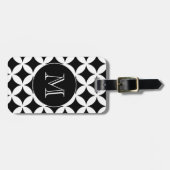 Zwart wit geometrisch patroon Aangepast monogram Bagagelabel (Voorkant horizontaal)