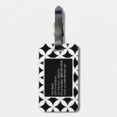 Zwart wit geometrisch patroon Aangepast monogram Bagagelabel (Achterkant verticaal)