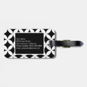 Zwart wit geometrisch patroon Aangepast monogram Bagagelabel (Achterkant horizontaal)