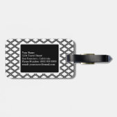 Zwart wit geometrisch patroon Aangepast monogram Bagagelabel (Achterkant horizontaal)