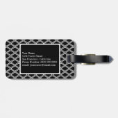 Zwart wit geometrisch patroon Aangepast monogram Bagagelabel (Achterkant horizontaal)