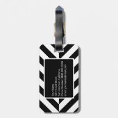 Zwart wit geometrisch patroon Aangepast monogram Bagagelabel (Achterkant verticaal)