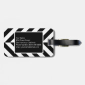 Zwart wit geometrisch patroon Aangepast monogram Bagagelabel (Achterkant horizontaal)